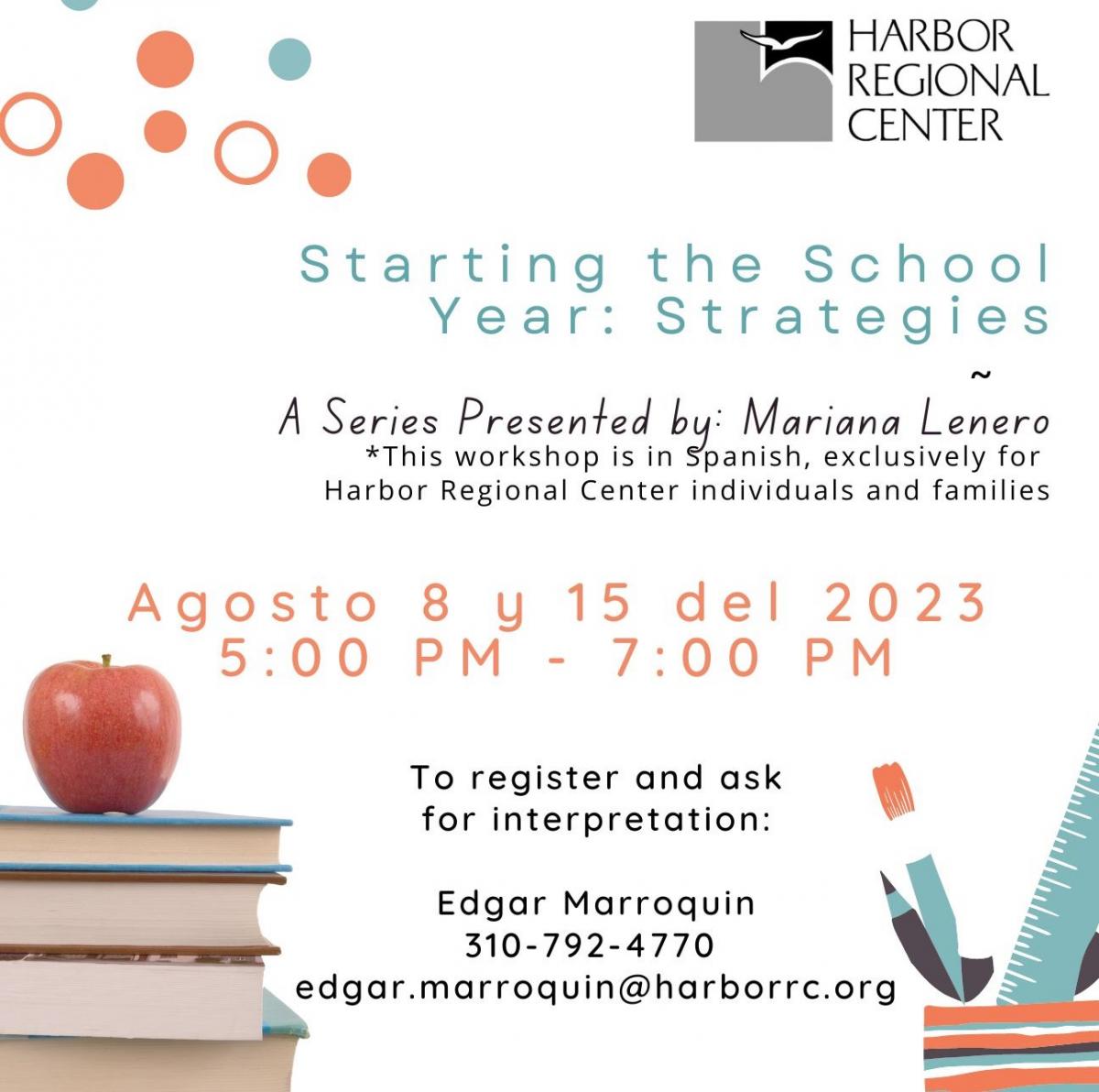 Inicio Escolar Estrategias Harbor Regional Center