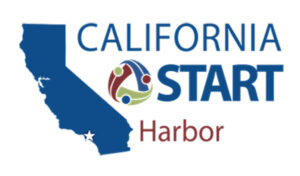 Logo featuring the outline of California, text "California START Harbor," and a multicolored circular icon with abstract figures.